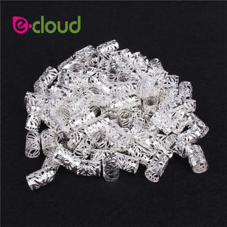 Buy 100pcs-silver 100Pcs/Pack Hair Jewelry Rings for Braids Aluminum Dreadlocks Beads Metal Cuffs, Golden and Silver Decorations Hair Clips