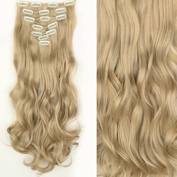 22Inch Long Straight Wavy Hair Extension 7Pcs/Set 16 Clips High Tempreture Synthetic Hairpiece Clip in Hair Extensions