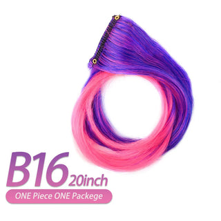 Buy b16 AIYEE Hair Extensions Pure RainBow Hairpiece Clip in Hair Piece Synthetic Long Straight Ombre Pink Red Rainbow Hair Piece