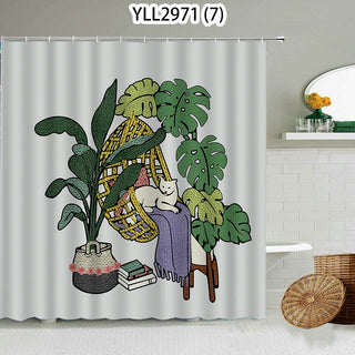 Buy 7 Cat Rabbit Animal Print Floral Home Decor Shower Curtain Waterproof Polyester   Cortina De La Ducha