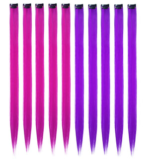 Buy t1b-27 10Packs Straight Colored Clip in Hair One Piece Long Synthetic Rainbow 22 Inch Party Highlights Extensions for Women Kids Girls