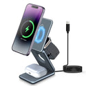 3 in 1 Portable Wireless Charger Stand Dock for Samsung Watch Apple Watch 8 7 for iPhone 14 13 12 Foldable Fast Charging Station