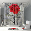 1PC Rose Flower Bathroom Curtain With 12 Hooks 3D Digital Printing Shower Curtain Fashion Polyester Waterproof Bathroom Decor