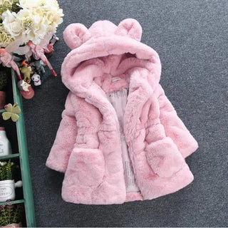 Buy pink Baby Girls Warm Winter Coats Thick Faux Fur Fashion Kids Hooded Jacket Coat for Girl Outerwear Children Clothing 2 3 4 6 7 Years