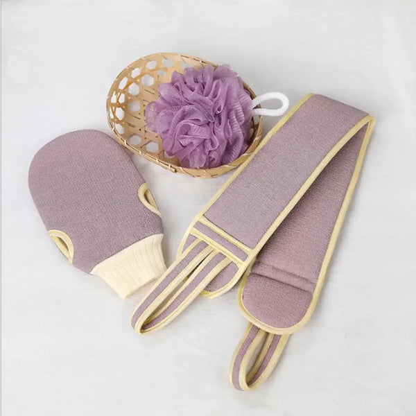 Body Cleaning Cloth, Soft Brush, Home Hotel Bathroom Shower Ball, Back Scrubber Set, Skin Scrub Towel, Bath Gloves 3 Pieces