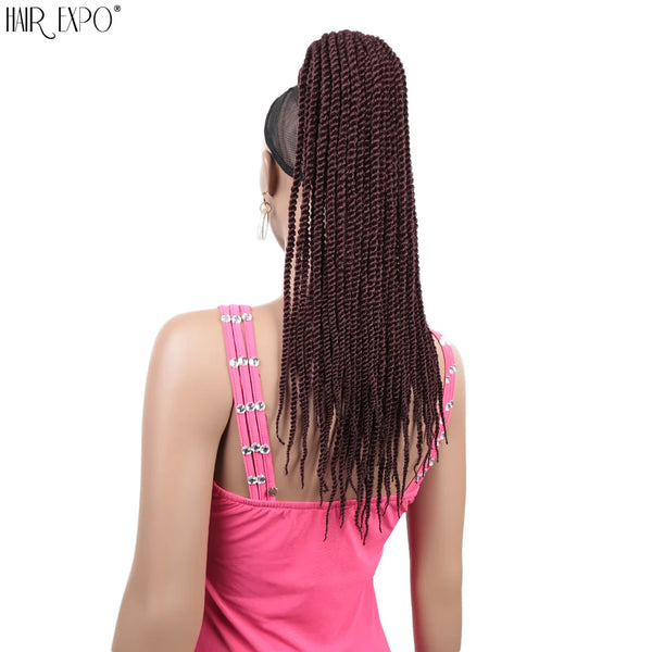 20Inch Box Braid Ponytail Synthetic Ponytail Hair Extensions Ombre Afro Hairpieces Two-Strand Drawstring Ponytail Hair Expo City