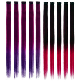 Buy 3 10Packs Straight Colored Clip in Hair One Piece Long Synthetic Rainbow 22 Inch Party Highlights Extensions for Women Kids Girls