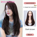 BEAUTY U-Shaped Hair Extension Synthetic Hair Long Straight Clip in Hair Extensions False Hair Black Ren Hair Pieces for Women