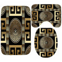 3D Luxury Black Gold Greek Key Meander Baroque Bathroom Curtains Shower Curtain Set for Bathroom Modern Geometric Bath Rug Decor