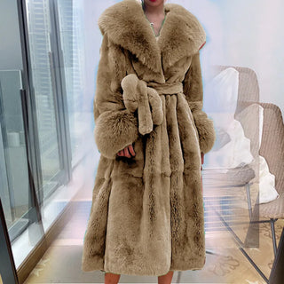 Buy khaki 5XL Slim Overcoat Mink Coats Women Faux Fur Long  Winter Thick Mink Fur Coat Female Fur Jackets Long Ladies Parkas Oversize