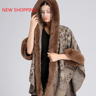 Cape Coat Women Winter Luxury Faux Fur Coats Cloak Winter 2023 New Long Capes Leopard Poncho Feminino Inverno Capa Con Capucha