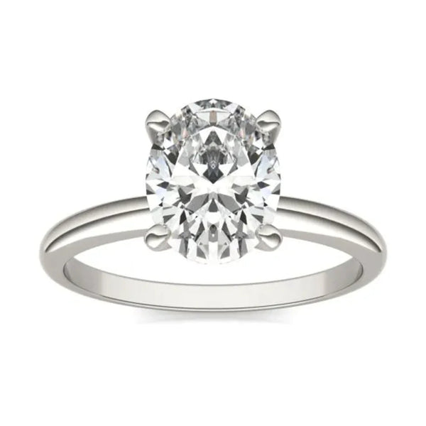 2 CTW Oval Lab Grown Diamond Solitaire Engagement Ring 14K White Gold (G-Vs)