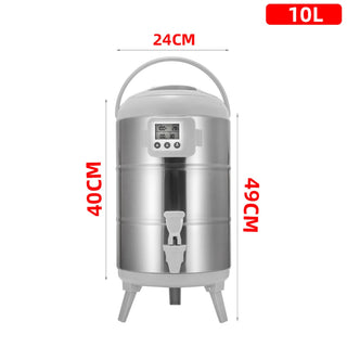 Buy 10l1 100% Stainless Steel Barrel With Thermometer Milk Tea Barrel Heat Cold Insulation Barrel Commercial Bucket Soy Milk Container