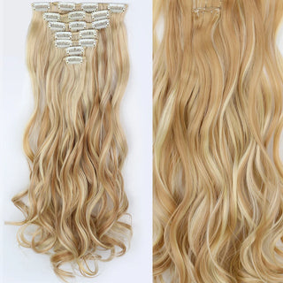 Buy 18h6131 22Inch Long Straight Wavy Hair Extension 7Pcs/Set 16 Clips High Tempreture Synthetic Hairpiece Clip in Hair Extensions