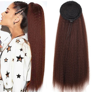 Buy 33 22inch Drawstring Ponytail Synthetic Long Afro Kinky Straight Fake Ponytail Wig Hairpiece for Women Clip in Hair Extension