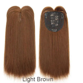 Buy light-brown 14inch Straight Synthetic Blonde Hair With Bangs for Women Clip-In One-Piece Hair Extension High Temperature Fiber