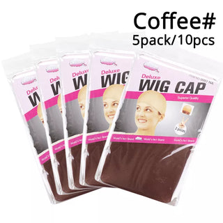 Buy red-coffee-10pcs Clearance Quality Deluxe Wig Cap Hair Net for Weave 10pcs=5packs Hair Wig Nets Stretch Mesh Wig Cap for Making Wigs Free Size