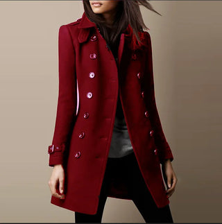 Buy wine-red 2023 New Fashion Autumn/Winter Lapel Tweed Women&#39;s Coat Hooded Niko Coat Winter Jacket Women