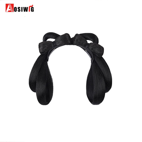 AOSI Hair Braided Clip in Hair Bun Chignon Hairpiece Donut Roller Bun Hairpiece Hand Knitting Braid Synthetic Chignon