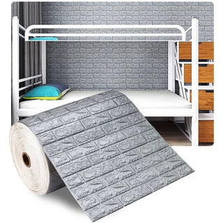 Buy silver-grey 70cmx1/5/10m 3D Wallpaper Decoration Self-Adhesive Antique Foam Brick Wallpaper Living Room Bedroom Waterproof 3d Wall Sticker