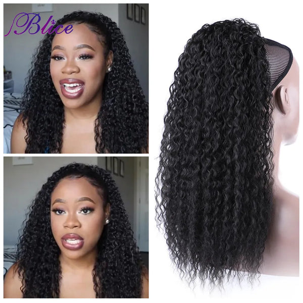 Blice Synthetic Afro Kinky Curly Hairpiece Ponytail 18" Drawstring Ponytail Extensions Hairpieces With Two Plastic Combs