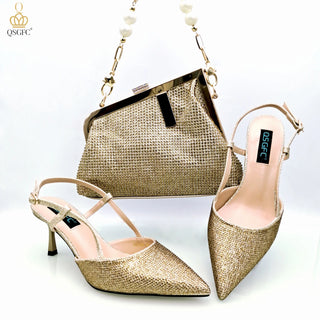 Buy gold Fashion Bag Shoulder Bag and Strap High Heels  Shoes and Bag