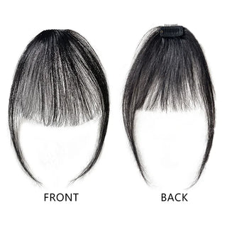 Buy a59-black 100% Human Hair Black Brown Invisible Hair Bangs Clip in Straight Bangs and Sideburns