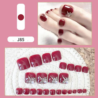 Buy j85 24Pcs Pro Artificial Acrylic Toe False Nails Tips Multi-Color Foot Fake Nails for Manicure Tools Nail Art Decoration Faux Ongles