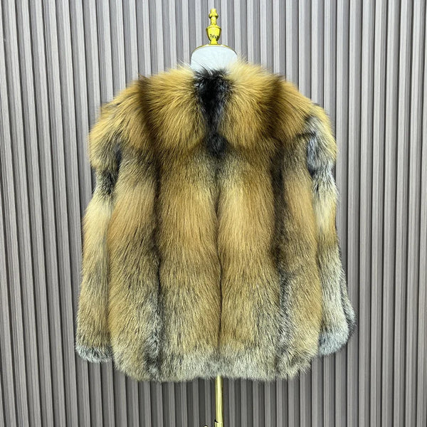 2023 Women's High Quality Real Natural Fox Fur Coat Full Pelt Winter Warm Thick Jackets Luxury Full Sleeves Outwear Female Coats