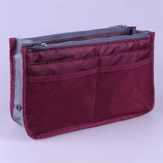 Buy wine-red Nylon Cosmetic Bags for Women Tote Insert Double Zipper Makeup Bag Toiletries Storage Bag Girl Outdoors Travel Make Up Organizer