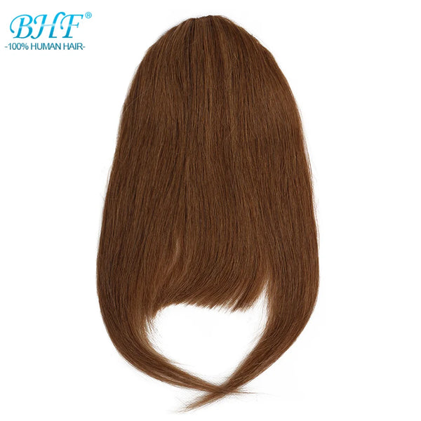 BHF Human Hair Bangs 8inch 20g Front 3 Clips in Straight Remy Natural Human Hair Fringe All Colors