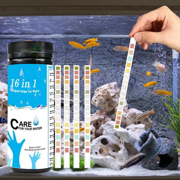 Aquarium Test Upgrade16-In-1 Water Quality Test Strip for Checking Water Quality Test Fish Tank Pool Drinking Test Strip