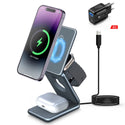 3 in 1 Portable Wireless Charger Stand Dock for Samsung Watch Apple Watch 8 7 for iPhone 14 13 12 Foldable Fast Charging Station