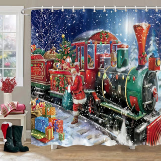 Buy 60479j-curtain Christmas Bathroom Sets With Shower Curtain Rugs Red Truck Christmas Shower Curtains Xmas Bathroom Rugs Christmas Bathroom Deco