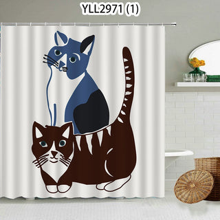 Buy 1 Cat Rabbit Animal Print Floral Home Decor Shower Curtain Waterproof Polyester   Cortina De La Ducha