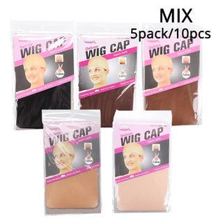 Buy mix-10pcs Clearance Quality Deluxe Wig Cap Hair Net for Weave 10pcs=5packs Hair Wig Nets Stretch Mesh Wig Cap for Making Wigs Free Size