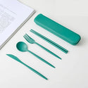 4Pcs Wheat Straw Dinnerware Set Portable Tableware Knife Fork Spoon Eco-Friendly Travel Cutlery Set Utensil Box Chopsticks Set