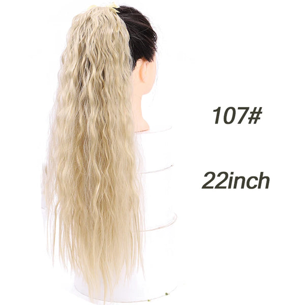 AILIADE Synthetic 22inch Long Bouncy Curly Hair  Ponytail Extensions Hairpiece Drawstring Heat Resistant Brown Hair Extension