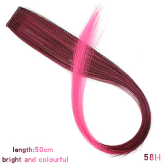 Buy 58h BUQI Straight Fake Colored Hair Extensions Clip Rainbow Hair Streak Synthetic Pink Orange White Purple Hair Strands on Clips