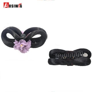 Buy 40 AOSI Hair Braided Clip in Hair Bun Chignon Hairpiece Donut Roller Bun Hairpiece Hand Knitting Braid Synthetic Chignon