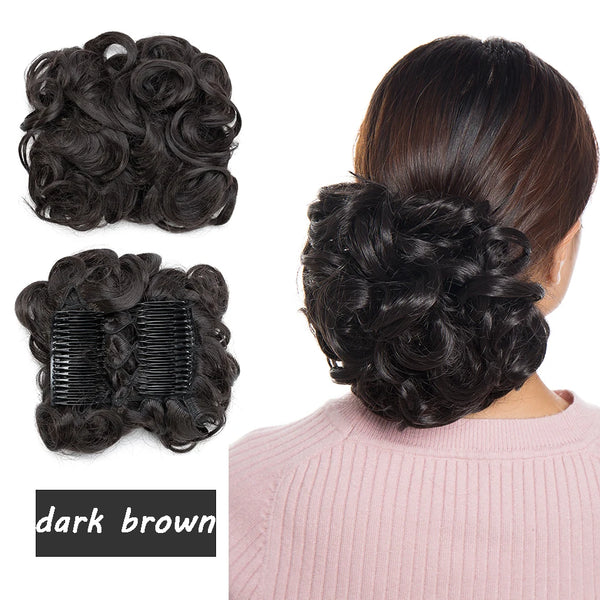 BENEHAIR Synthetic Scrunchy Hair Bun Messy Hair Bun Curly Chignon Hairpiece for Women Hair Combs Clip in Hair Extension Updo