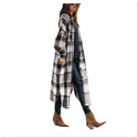 Autumn Winter Women's Wool Coat 2021 Streetwear Loose Casual Coat Shirt Jacket Lapel Women's Fashion Long Plaid Jacket