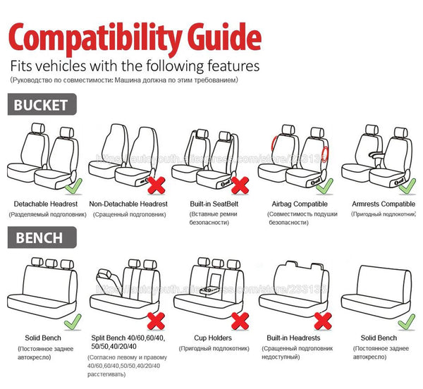 Car Seat Covers Airbag Compatible Fit Most Car, Truck, SUV, or Van 100% Breathable With 2 Mm Composite Sponge Polyester Cloth