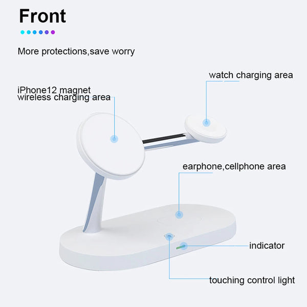 5 in 1 Magnetic Wireless Chargers Stand for iPhone 13 14 Charger Dock Station for Airpods Pro Wireless Charger With Night Light