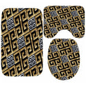 3D Luxury Black Gold Greek Key Meander Baroque Bathroom Curtains Shower Curtain Set for Bathroom Modern Geometric Bath Rug Decor