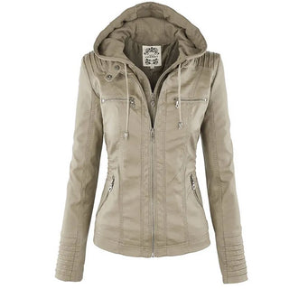 Buy beige Winter Faux Leather Jacket Women
