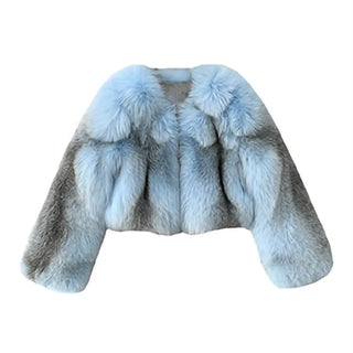 Charming Women Winter Real Fox Fur Coats Short Jacket Length Long Sleeve Fur Coat