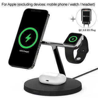 Buy ax467-bk-eu 3 in 1 Magnetic Wireless Charger 15W Fast Charging Station for Magnetic iPhone 14 13 12 Pro Max Chargers for Apple Watch Airpods