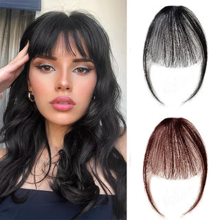 100% Human Hair Black Brown Invisible Hair Bangs Clip in Straight Bangs and Sideburns