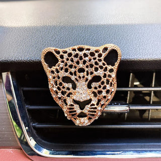 Car Air Vent Perfume Clip Charms Crystal Leopard Aromatherapy Essential Oil Diffuser Fashion Car Decoration Charms Rhinestone